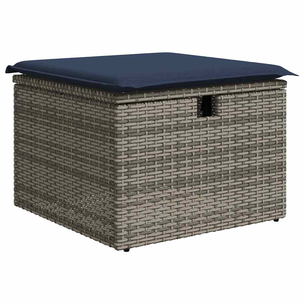 8-teiliges Gartensofa-Set mit Kissen, grau, Polyrattan