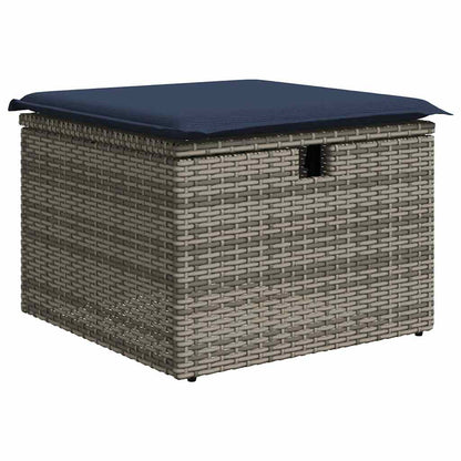 9-teiliges Gartensofa-Set mit Kissen, grau, Polyrattan