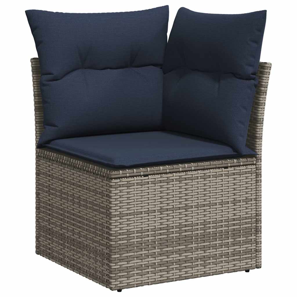 11-teiliges Gartensofa-Set mit Kissen, grau, Polyrattan