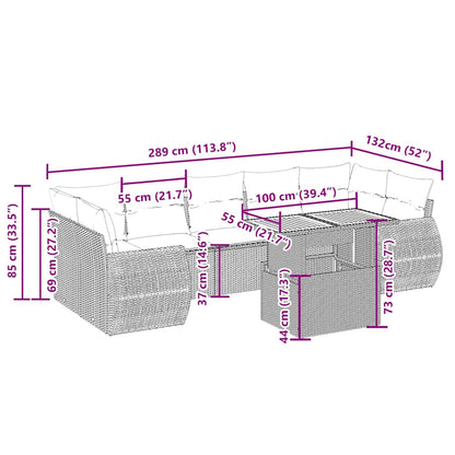 8-tlg. Garten-Sofagarnitur mit Kissen Beige Poly Rattan