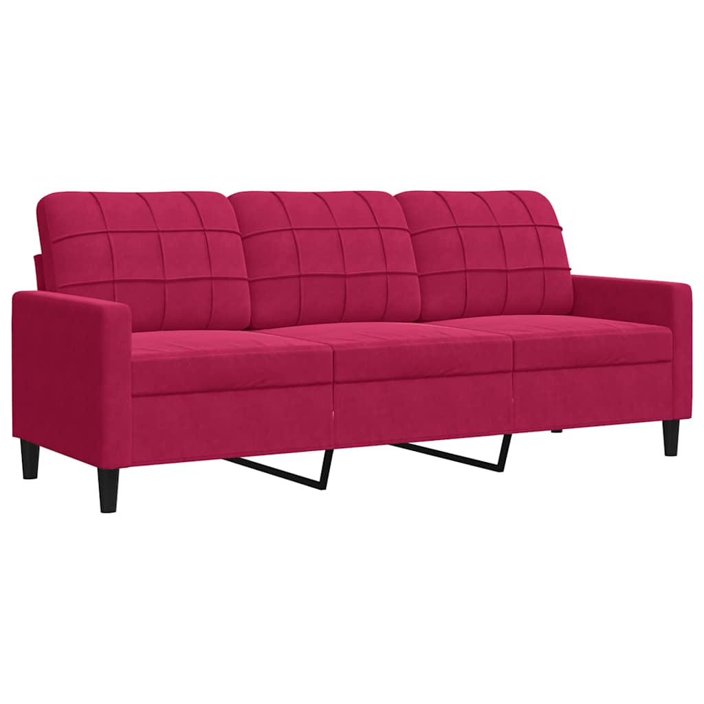 3-Sitzer-Sofa Weinrot 180 cm Samt