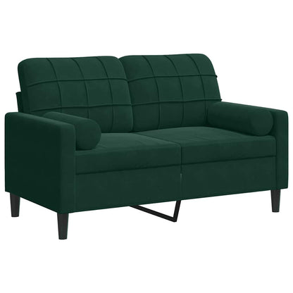 2-Sitzer-Sofa mit Zierkissen Dunkelgrün 120 cm Samt