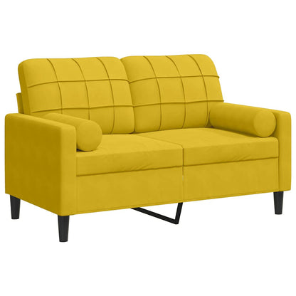 2-Sitzer-Sofa mit Zierkissen Gelb 120 cm Samt