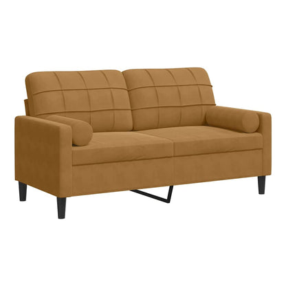 2-Sitzer-Sofa mit Zierkissen Braun 140 cm Samt