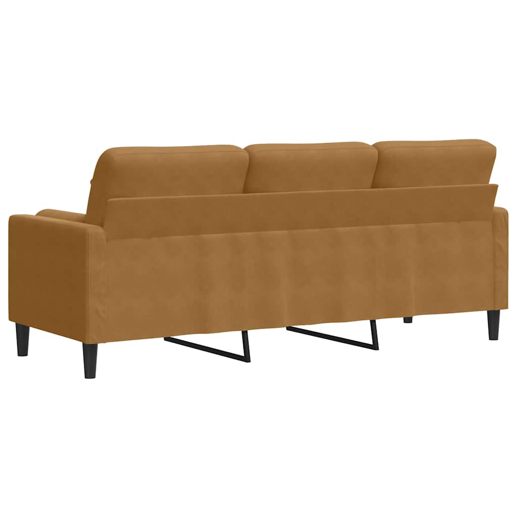 3-Sitzer-Sofa mit Zierkissen Braun 180 cm Samt