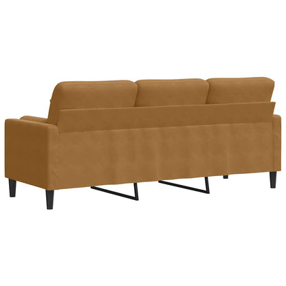3-Sitzer-Sofa mit Zierkissen Braun 180 cm Samt