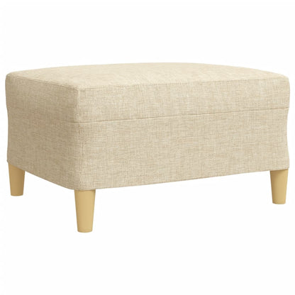 3-tlg. Sofagarnitur mit Fußhocker & Dekokissen Creme Stoff