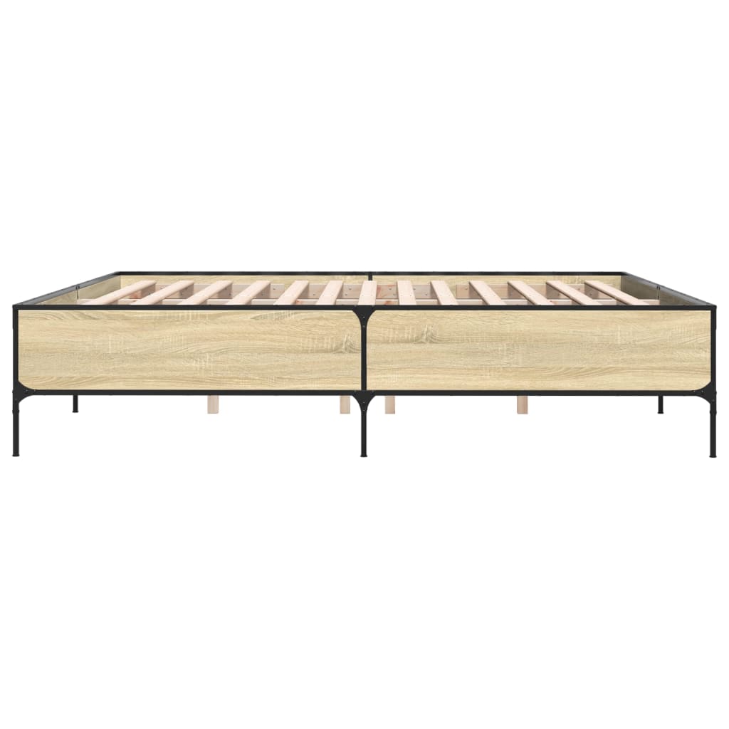 Bettgestell Sonoma-Eiche 180x200 cm Holzwerkstoff und Metall