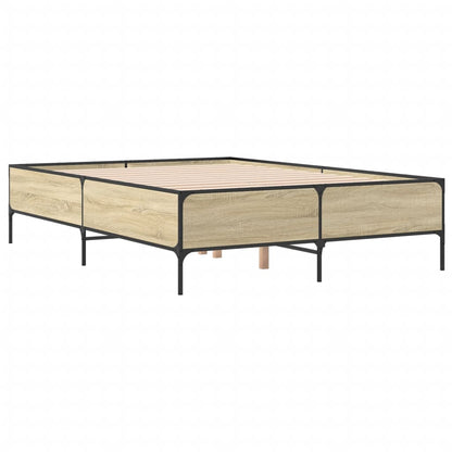 Bettgestell Sonoma-Eiche 140x190 cm Holzwerkstoff und Metall