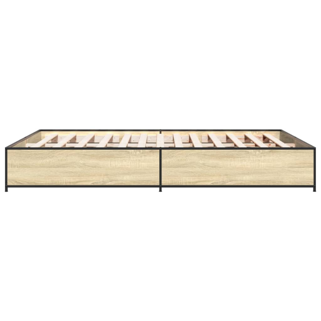Bettgestell Sonoma-Eiche 120x190 cm Holzwerkstoff und Metall