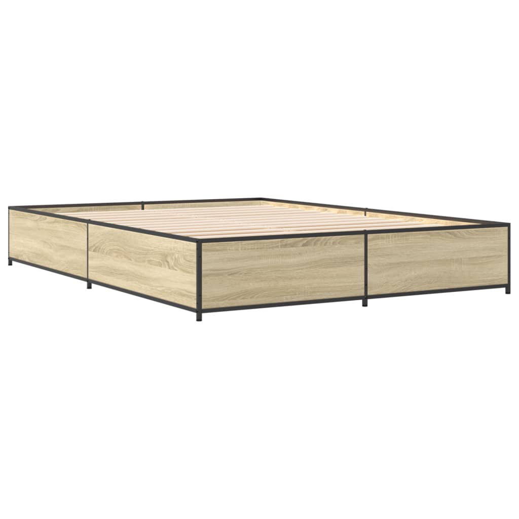 Bettgestell Sonoma-Eiche 120x190 cm Holzwerkstoff und Metall