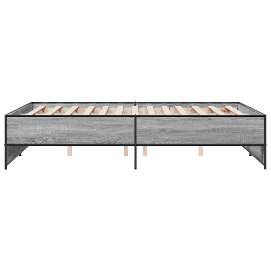Bettgestell Grau Sonoma 140x190 cm Holzwerkstoff und Metall