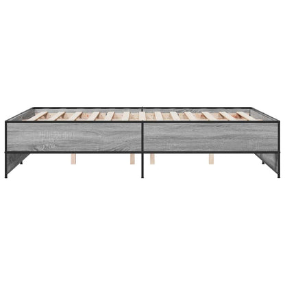 Bettgestell Grau Sonoma 140x190 cm Holzwerkstoff und Metall