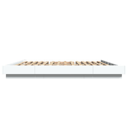 Bettgestell mit LED Weiß 200x200 cm Holzwerkstoff