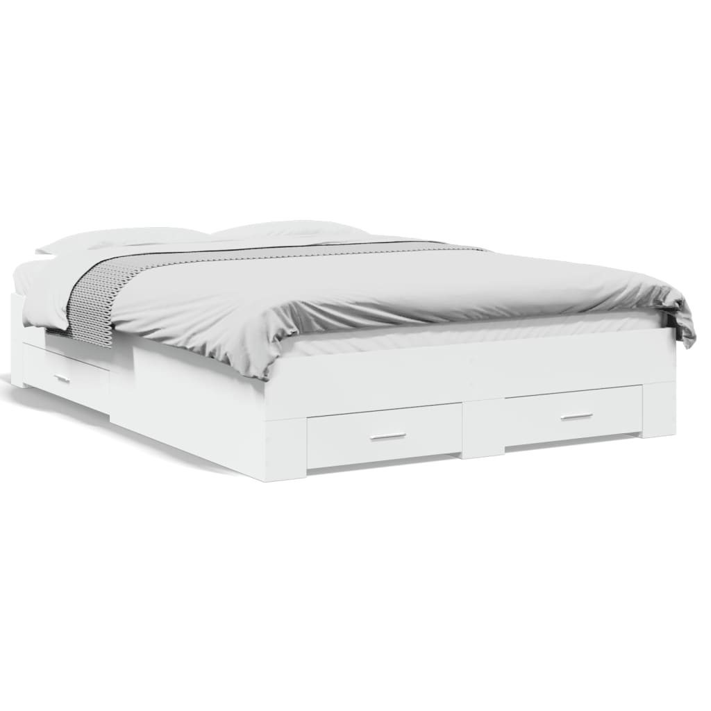 Bettgestell mit Schubladen Weiß 140x190 cm Holzwerkstoff