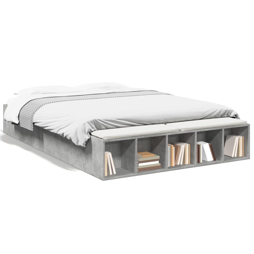 Bettgestell Betongrau 150x200 cm Holzwerkstoff