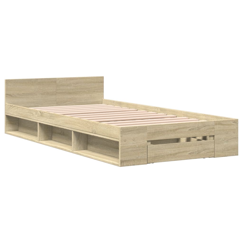 Bettgestell mit Schublade Sonoma-Eiche 90x190 cm Holzwerkstoff
