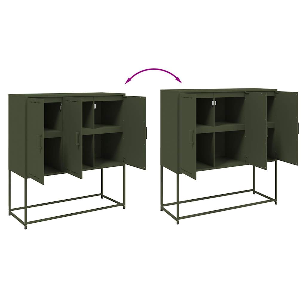 Sideboard Olivgrün 100,5x39x107 cm Stahl