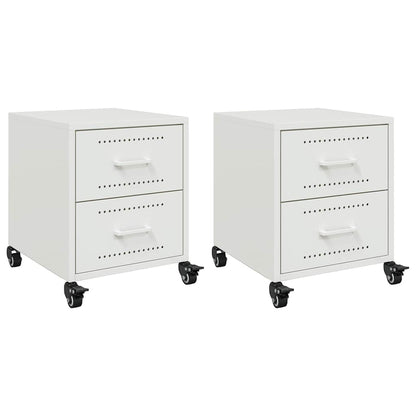 Nachttische 2 Stk. Weiß 36x39x43,5 cm Stahl