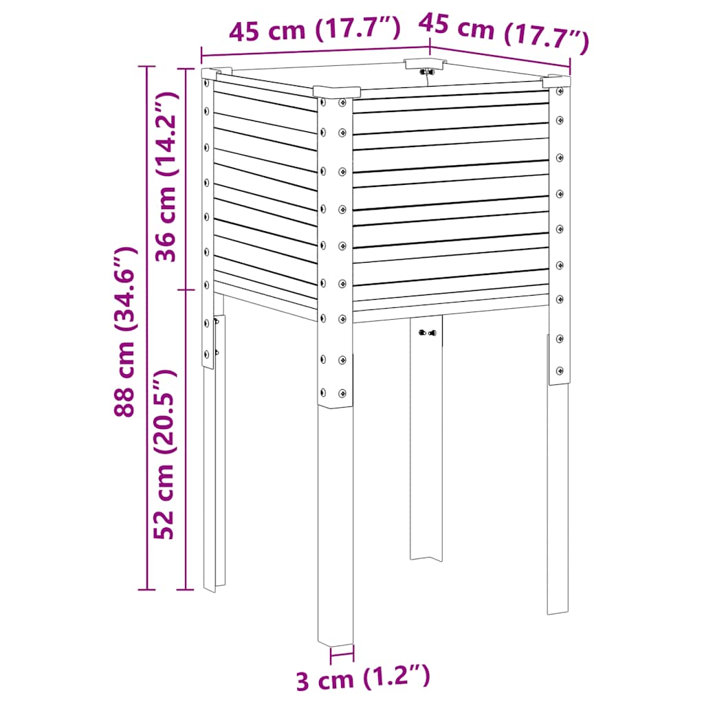 Garten-Pflanzgefäß Grün 45 x 45 x 88 cm Stahl