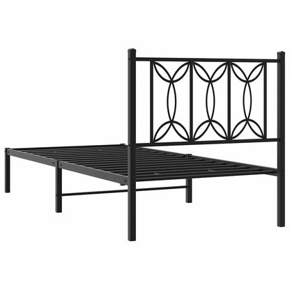 Bettgestell mit Kopfteil Metall Schwarz 90x190 cm