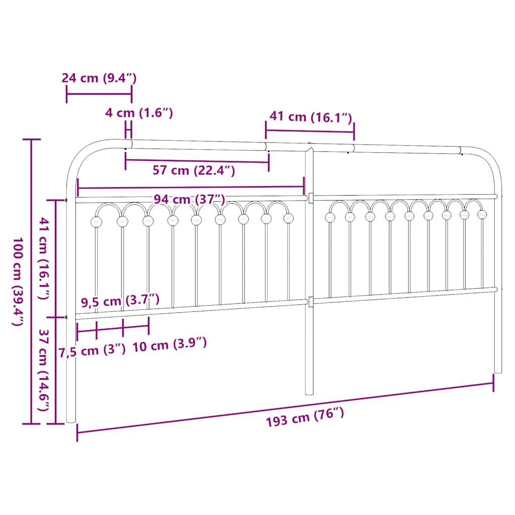 Ersatz-Kopfteil Metall Weiß 193 cm
