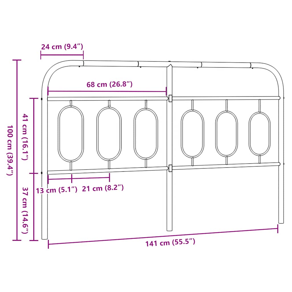 Ersatz-Kopfteil Metall Schwarz 140 cm