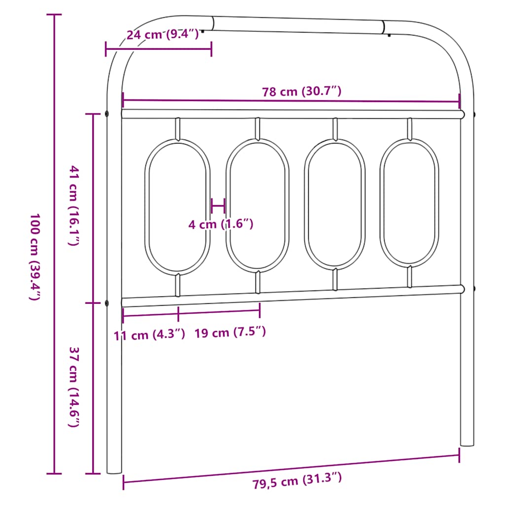 Ersatz-Kopfteil Metall Weiß 80 cm