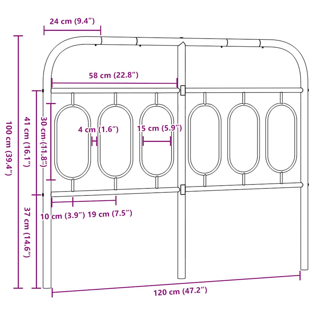 Ersatz-Kopfteil Metall Weiß 120 cm