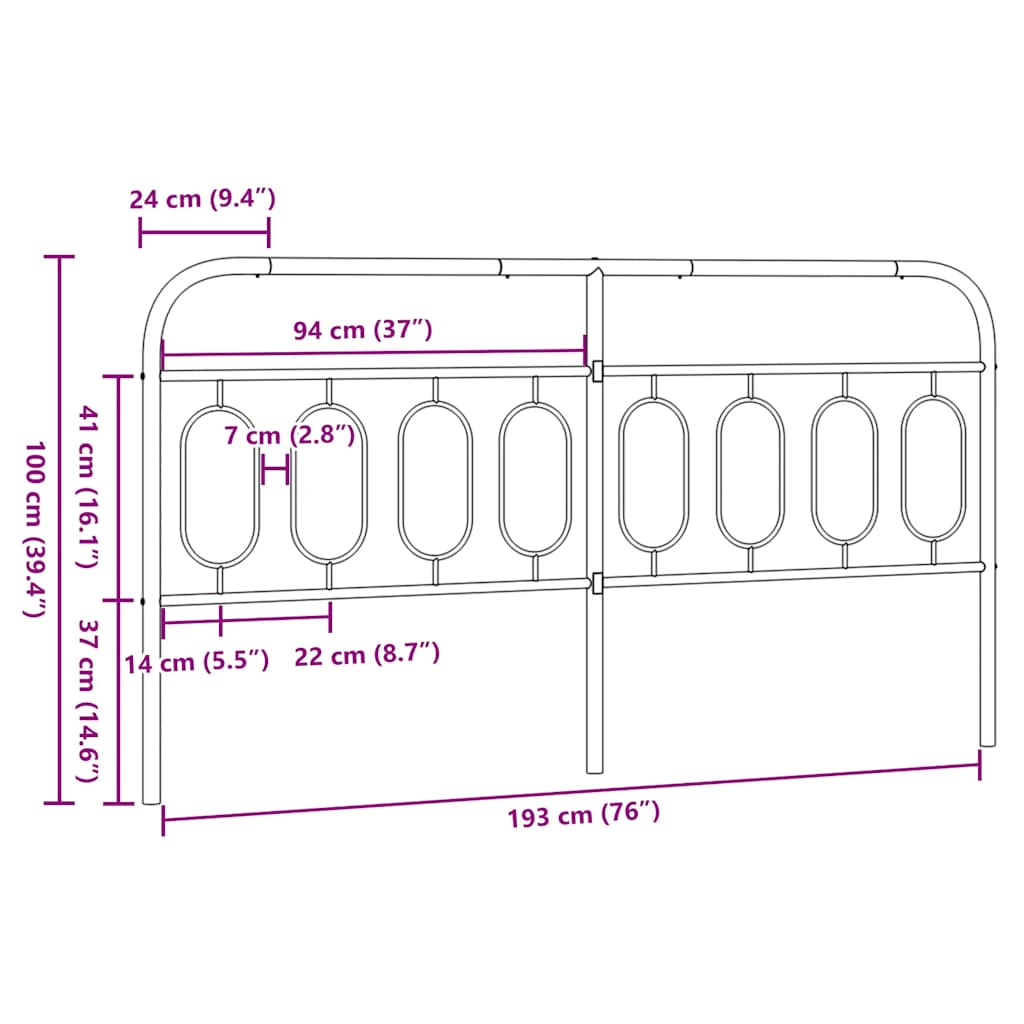 Ersatz-Kopfteil Metall Weiß 193 cm