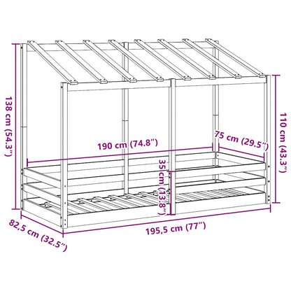 Kinderbett mit Dach Weiß 75x190 cm Massivholz Kiefer