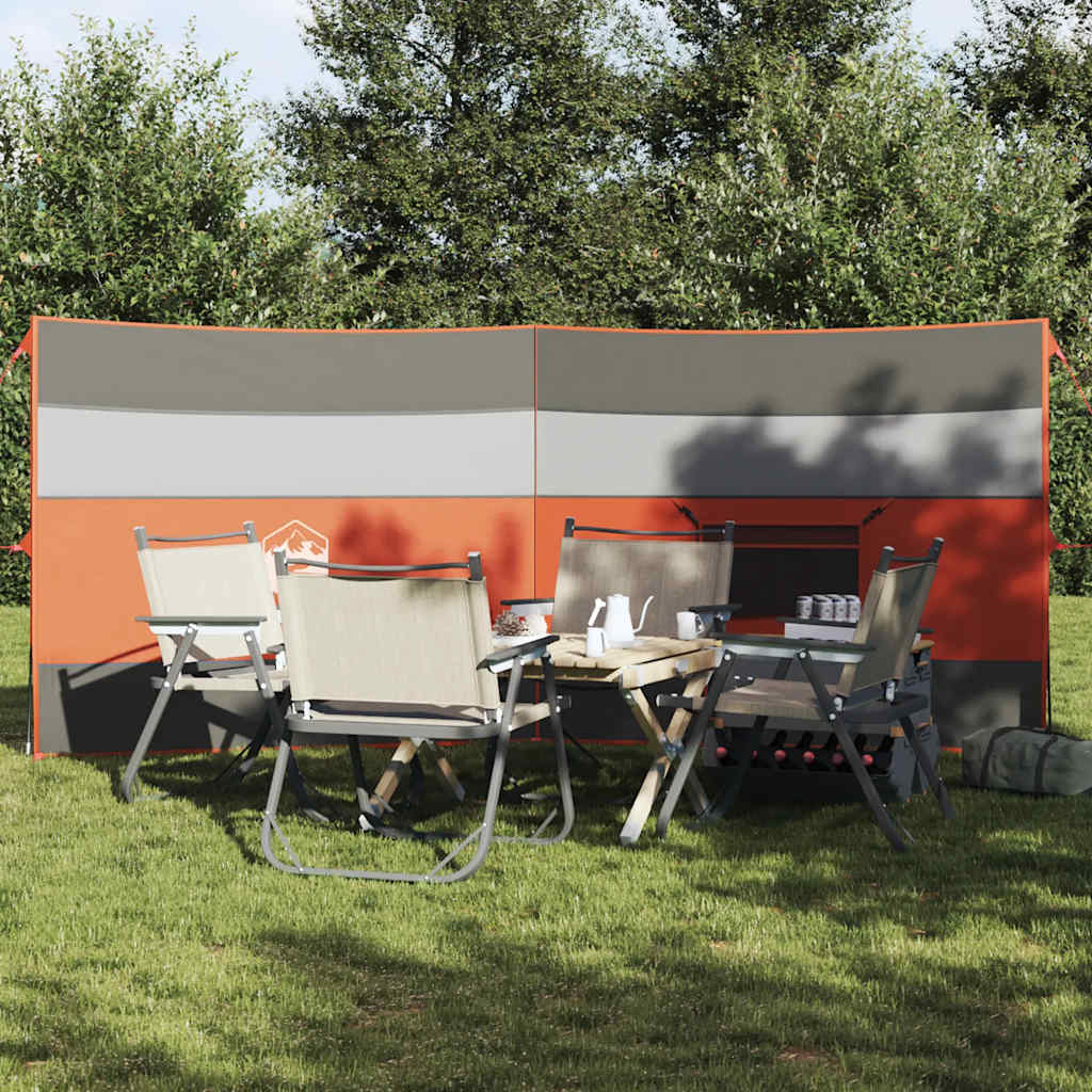 Camping-Windschutz Grau und Orange 340x130 cm Wasserdicht