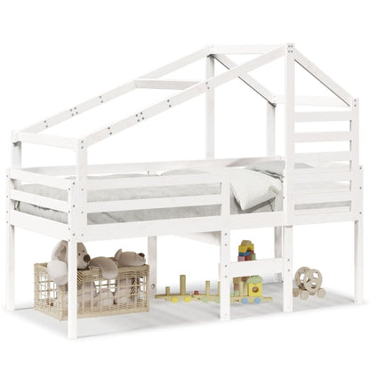 Hochbett mit Dach Weiß 75x190 cm Massivholz Kiefer