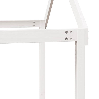 Hochbett mit Dach Weiß 75x190 cm Massivholz Kiefer