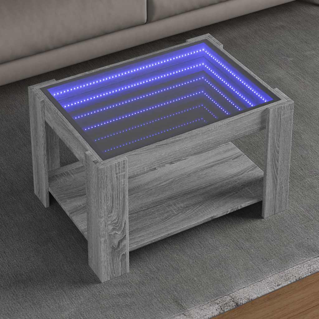 LED-Couchtisch Grau Sonoma 73x53x45 cm Holzwerkstoff