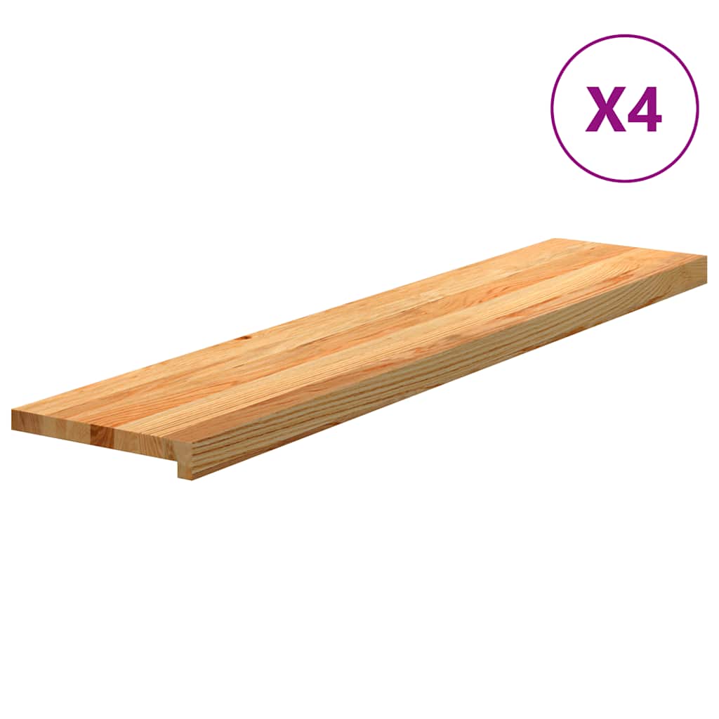 Treppenstufen 4 Stk. Hellbraun 120x30x2 cm Massivholz Eiche
