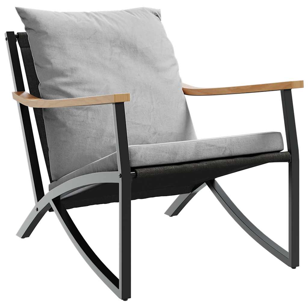 3-tlg. Balkonmöbel-Set mit Kissen Schwarz Stahl