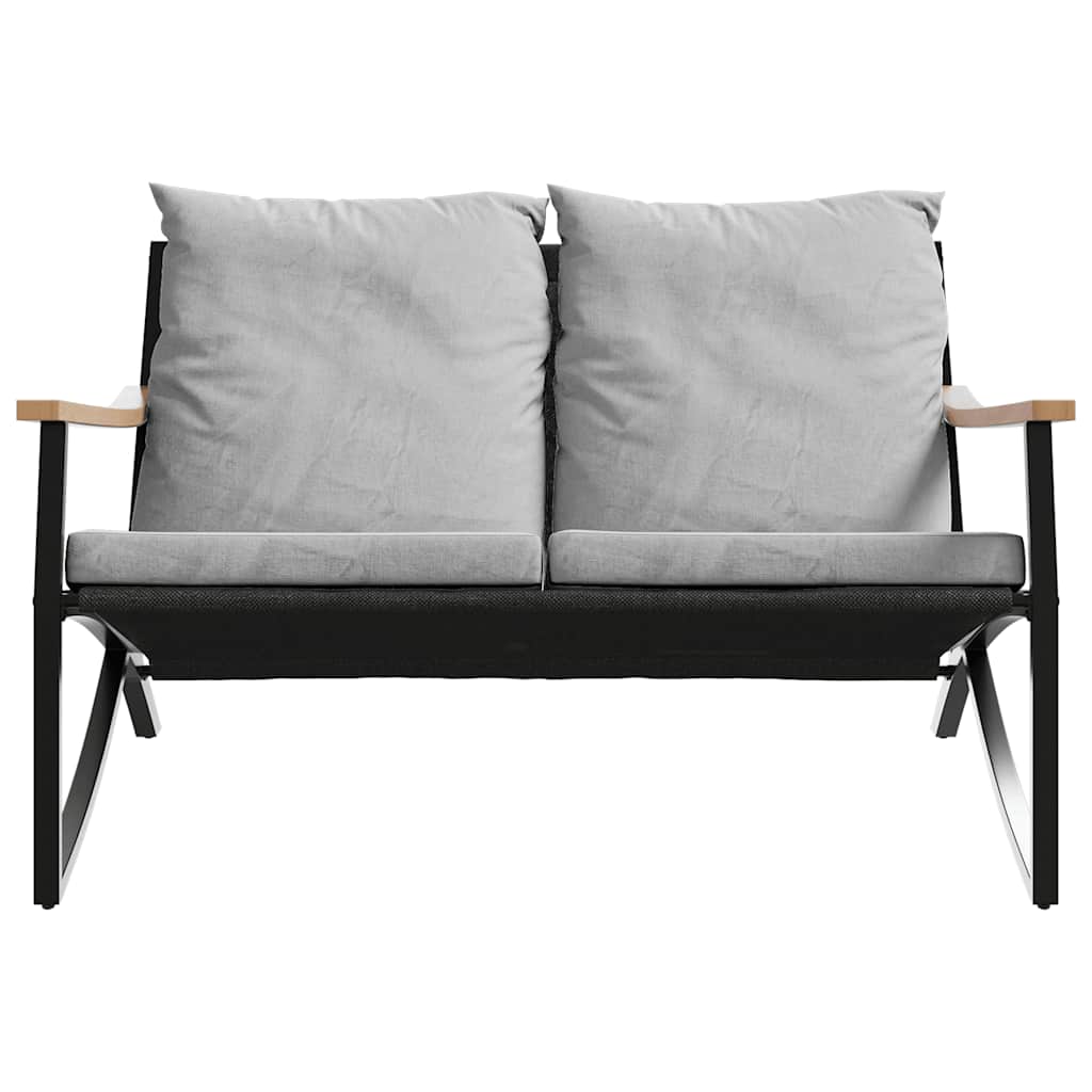 5-tlg. Balkonmöbel-Set mit Kissen Schwarz Stahl