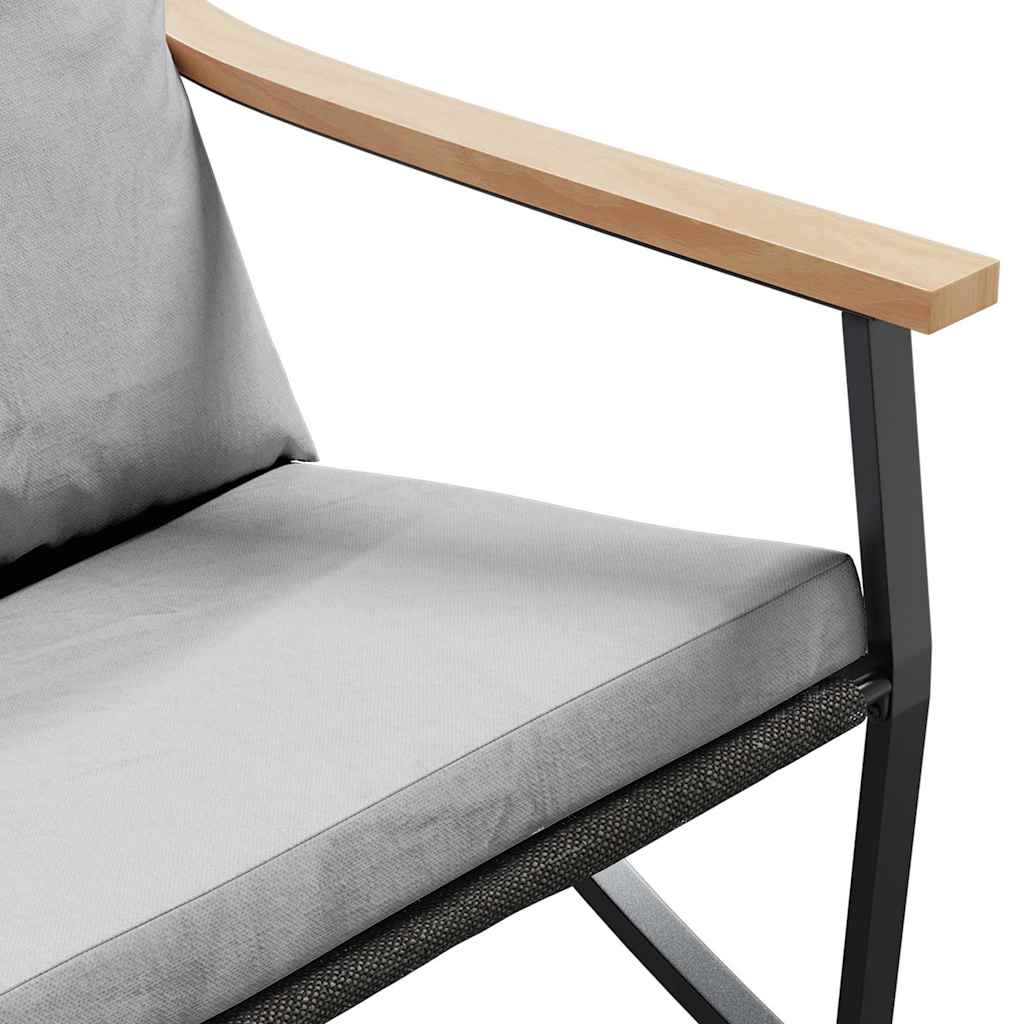 5-tlg. Balkonmöbel-Set mit Kissen Schwarz Stahl