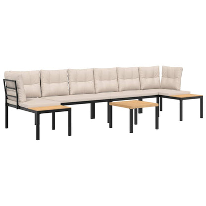 5-tlg. Garten-Sofagarnitur mit Kissen Schwarz Stahl