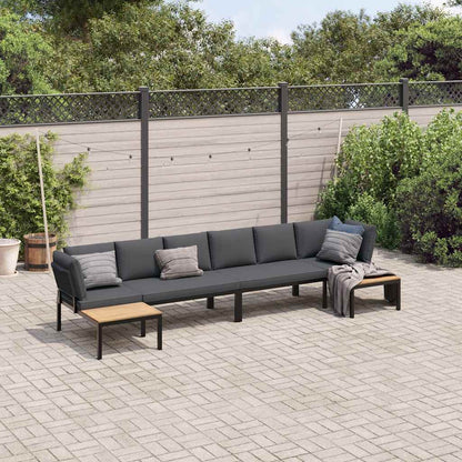 4-tlg. Garten-Sofagarnitur mit Kissen Schwarz Aluminium
