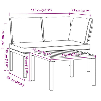 2-tlg. Garten-Sofagarnitur mit Kissen Schwarz Aluminium