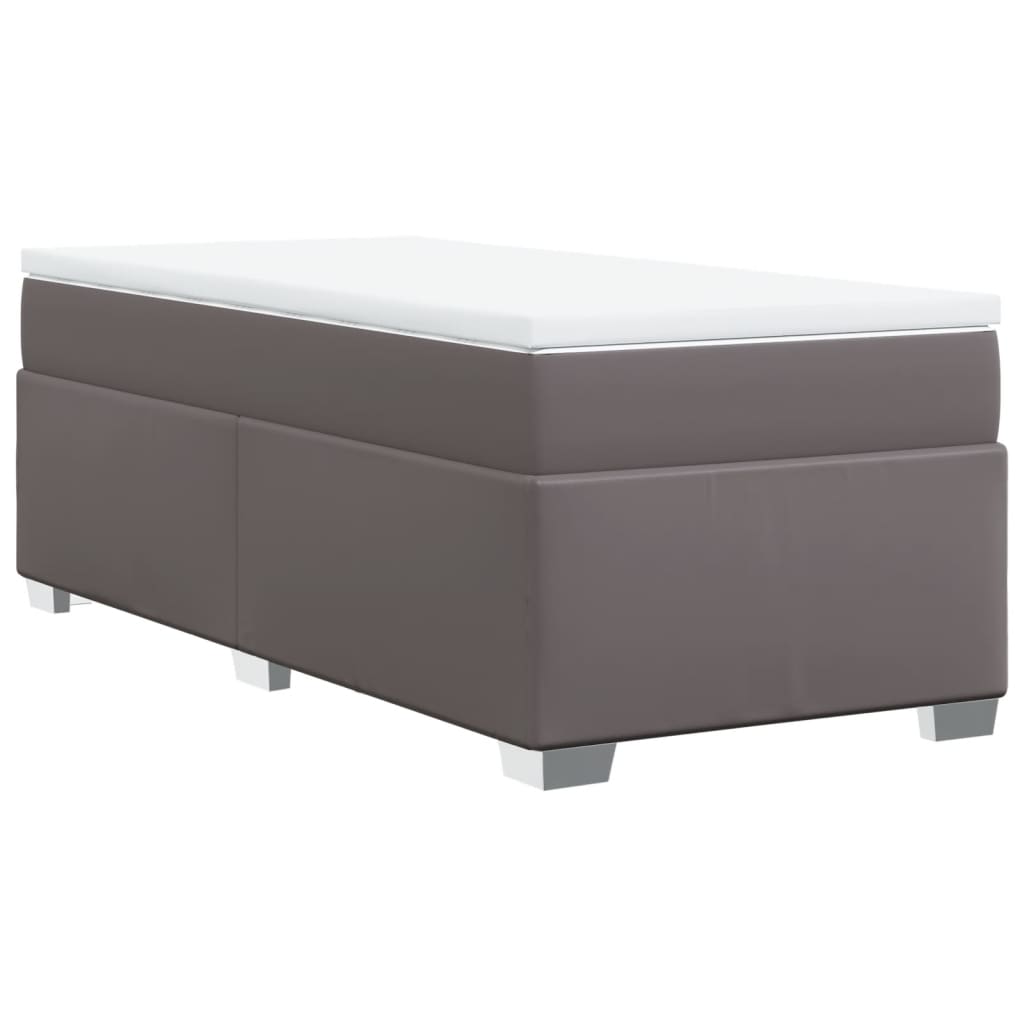 Boxspringbett mit Matratze Grau 90x190 cm Kunstleder