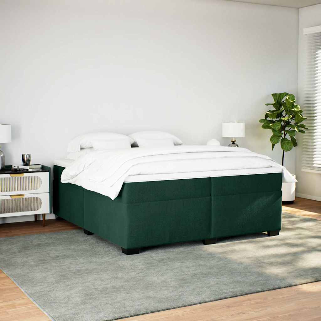Boxspringbett mit Matratze Dunkelgrün 200x200 cm Samt