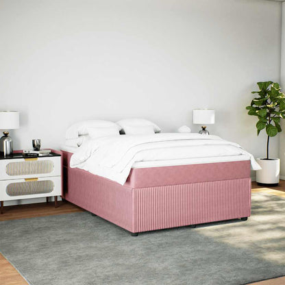 Boxspringbett mit Matratze Rosa 140x200 cm Samt