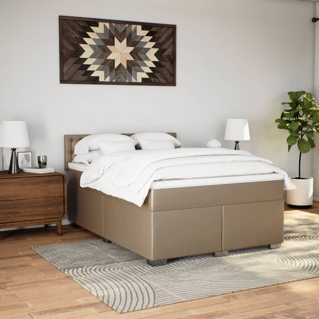 Boxspringbett Matratze Cappuccino-Braun 140x190cm Kunstleder