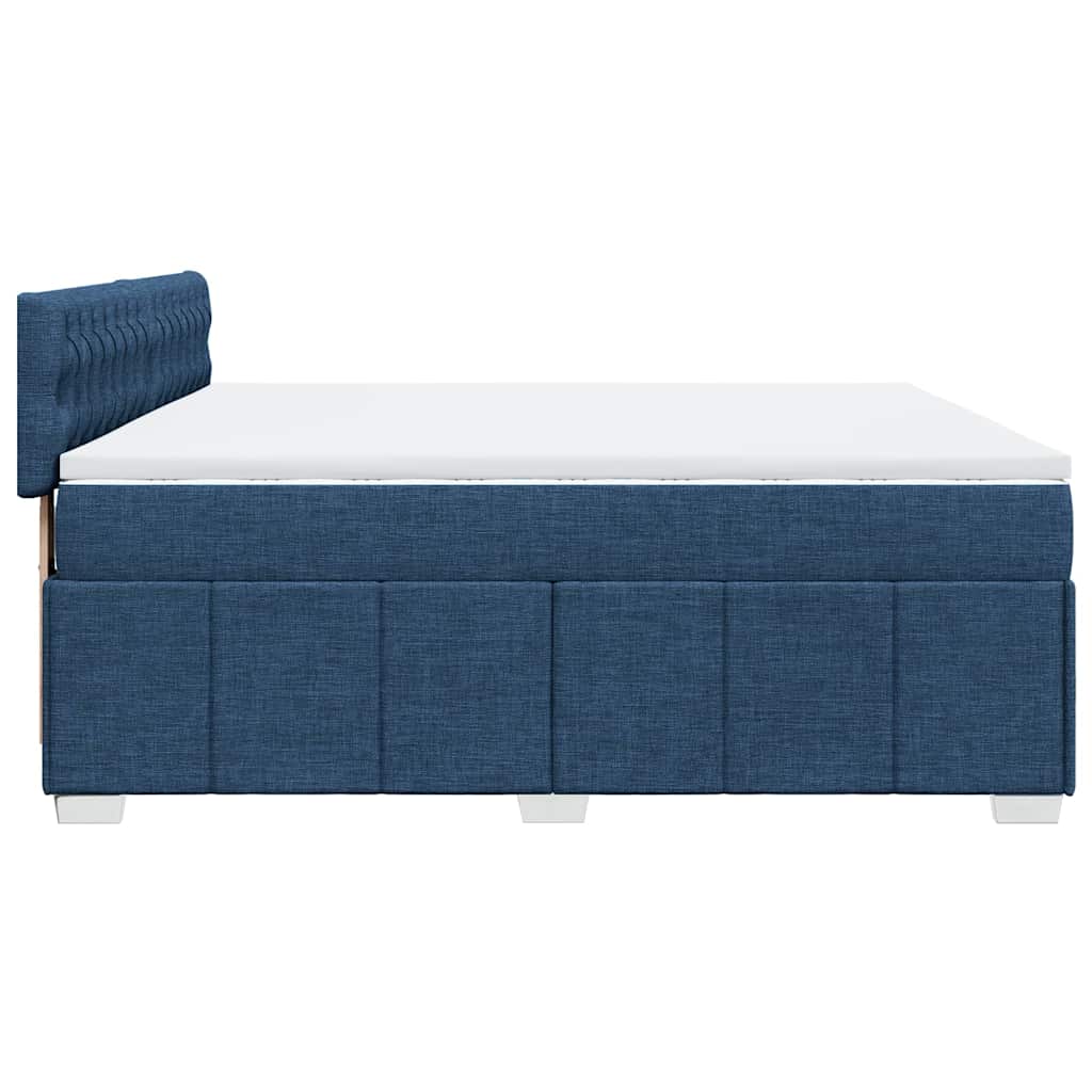 Boxspringbett mit Matratze Blau 200x200 cm Stoff