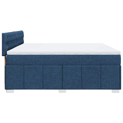 Boxspringbett mit Matratze Blau 200x200 cm Stoff
