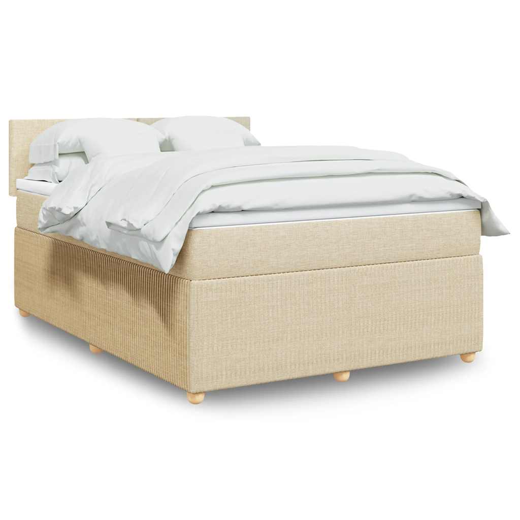 Boxspringbett mit Matratze Creme 140x190 cm Stoff