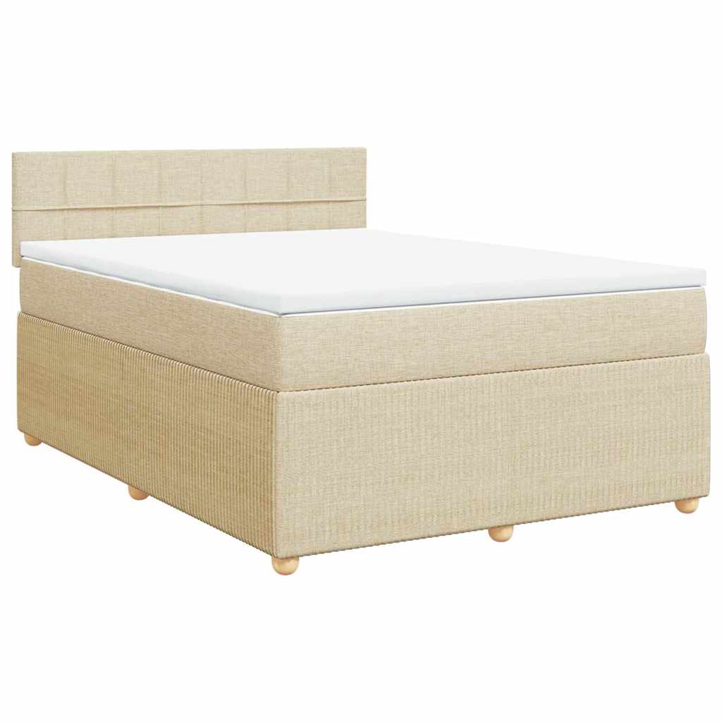 Boxspringbett mit Matratze Creme 140x190 cm Stoff